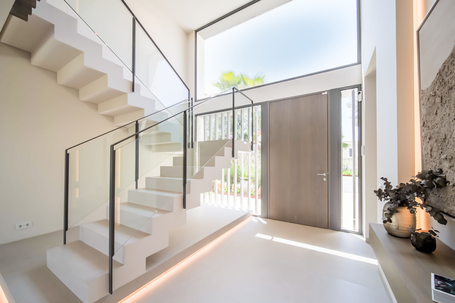 Entrance hall and staircase in a contemporary Mallorca villa